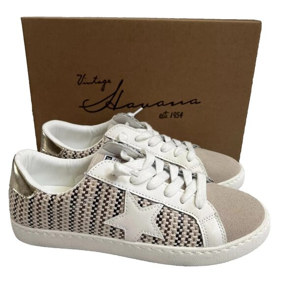NEW IN BOX Vintage Havana Carla Tweed Fashion Sneaker Brown, Tan Tweed Size 7.5 - Picture 1 of 10